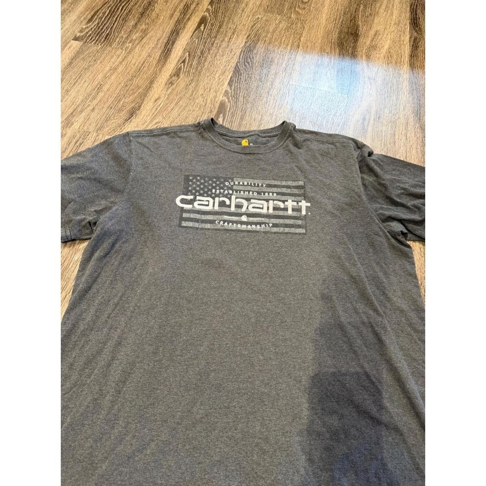 Carhartt Mens XL Relaxed Fit American Flag Graphic T-Shirt Charcoal Grey